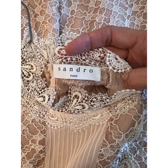 Sandro Paris "Peaches" Lace Mini Dress in Beige/Pink Size 1 (US Small) - Picture 6 of 7